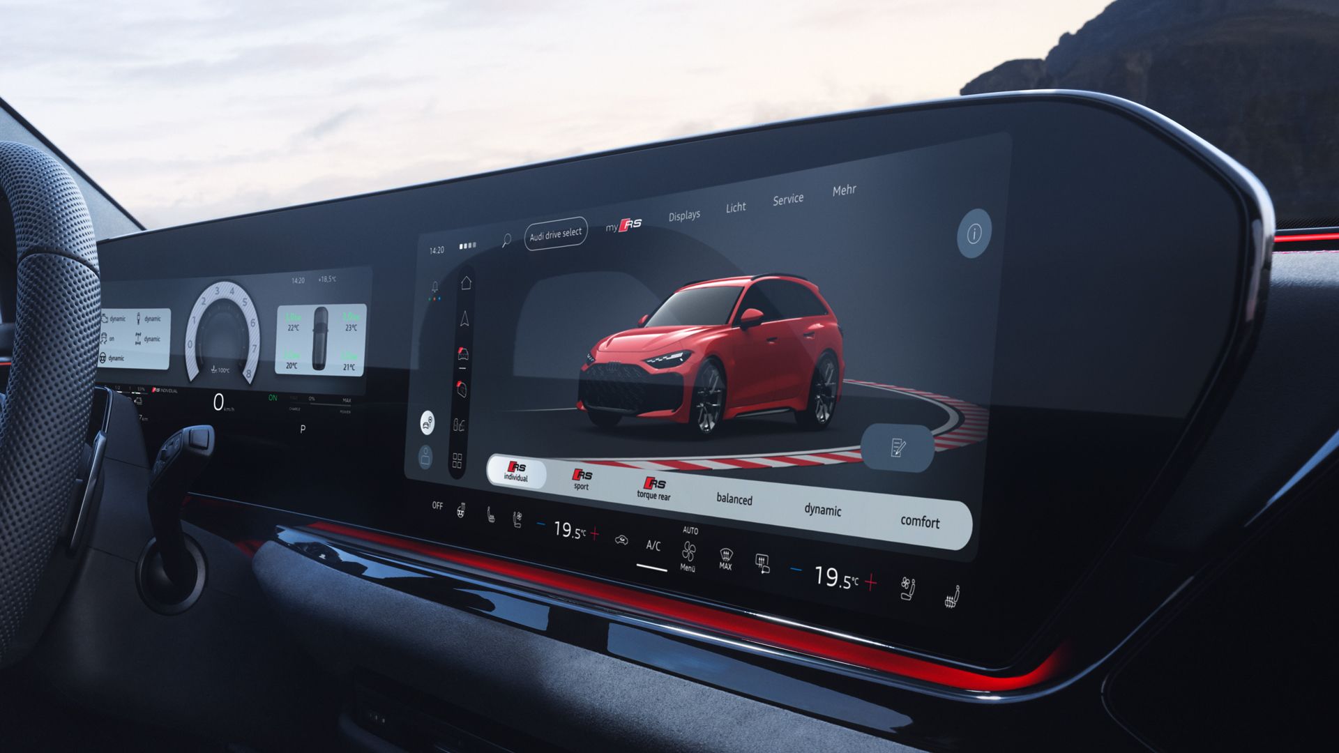 Innenansicht des Audi RS 5 Avant mit digital Cockpit